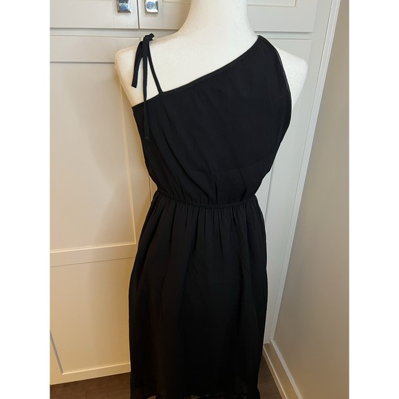 Abercrombie & Fitch Asymmetrical Black Layered Sheer One Shoulder Dress - Picture 5 of 8
